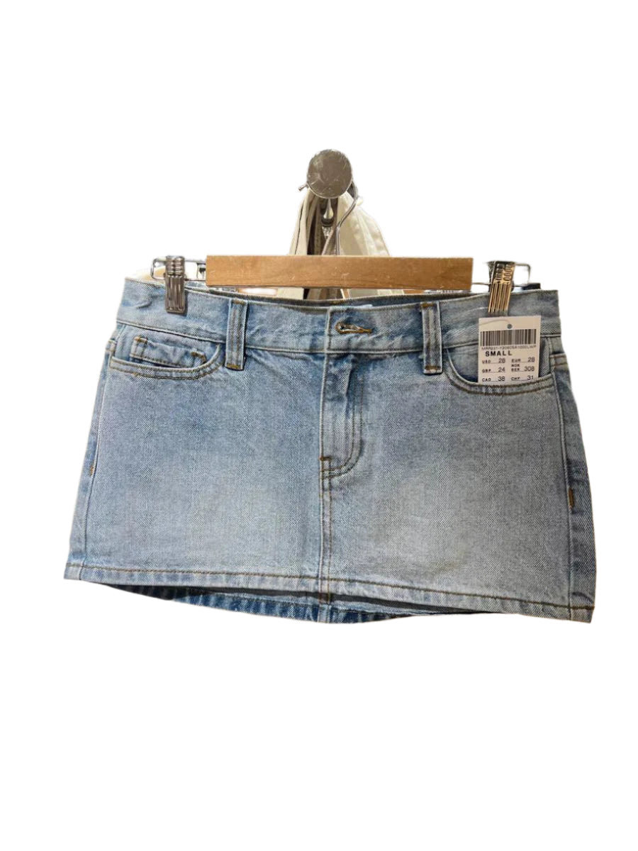 Distressed Denim Mini Skirt