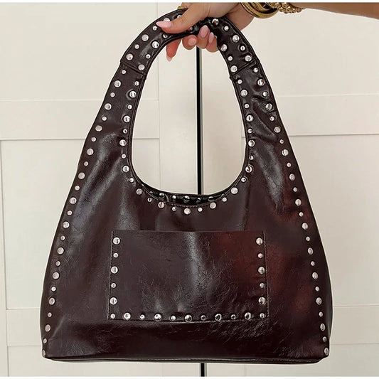 Retro Leather Studded Bag