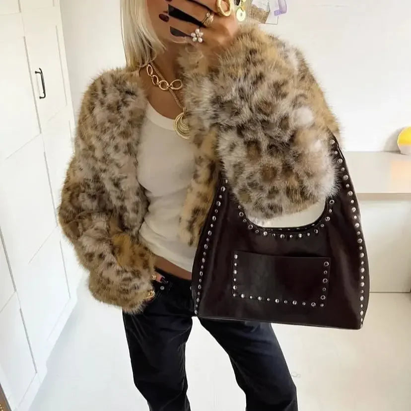 Retro Leather Studded Bag