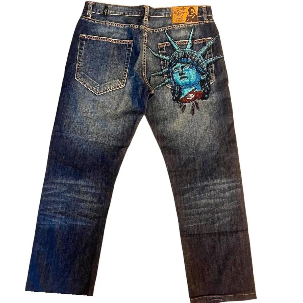 Statue Of Liberty Rhinestoned Jeans