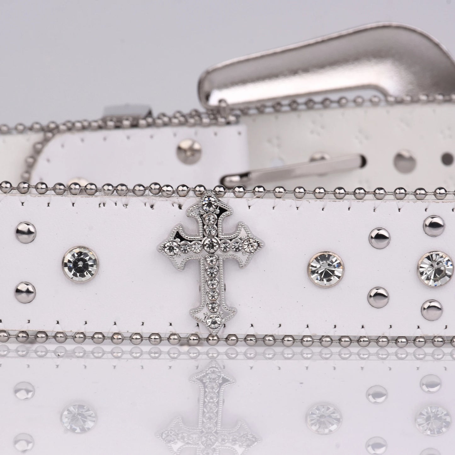 Rhinestone White Belt