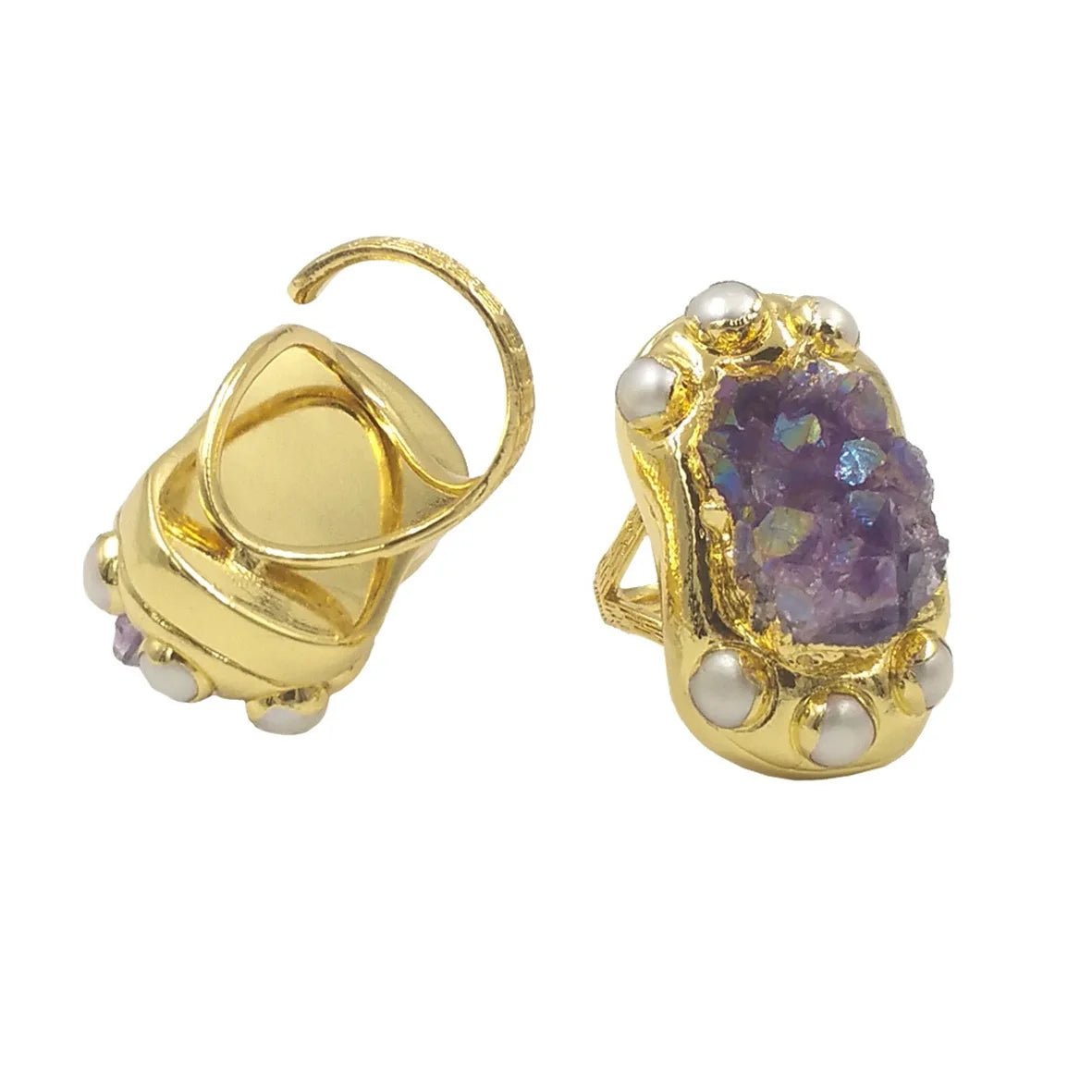 Celestial Amethyst Pearl Ring