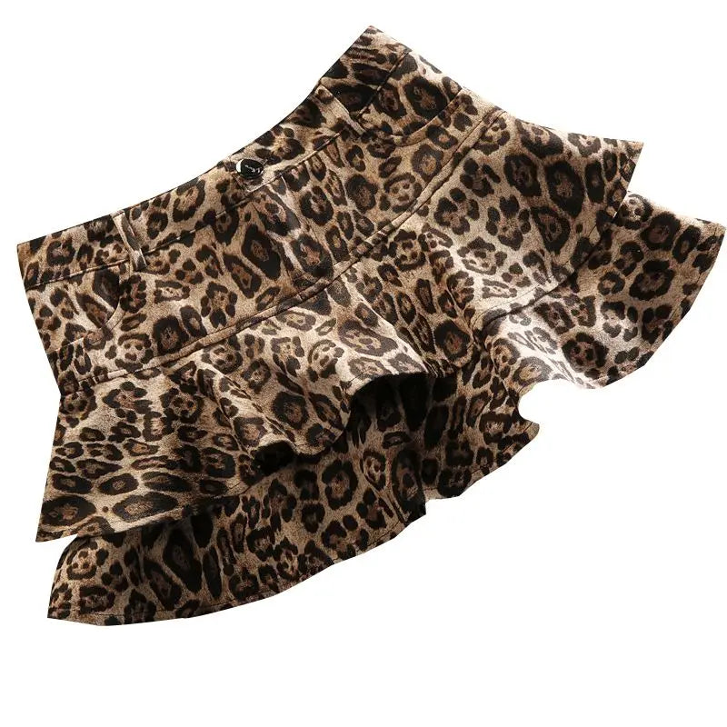 Leopard Print Pleated Skirt