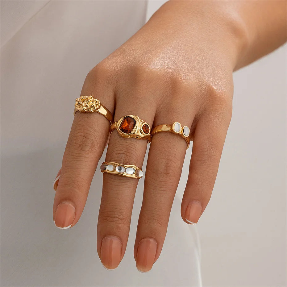 4Pcs Rhinestone Ring