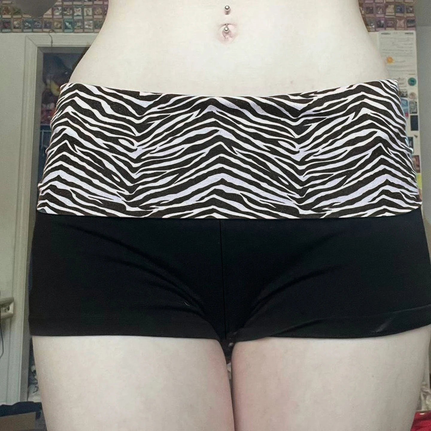 Fold over zebra shorts