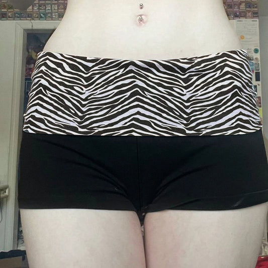 Fold over zebra shorts