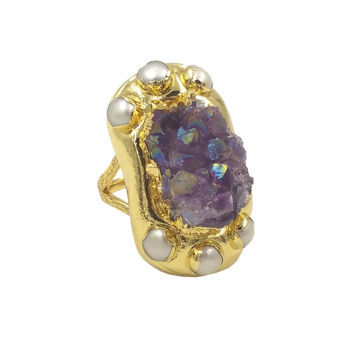 Celestial Amethyst Pearl Ring