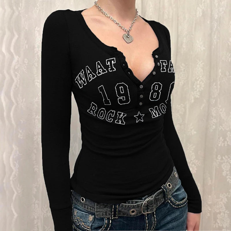 Vintage Retro V Neck Top