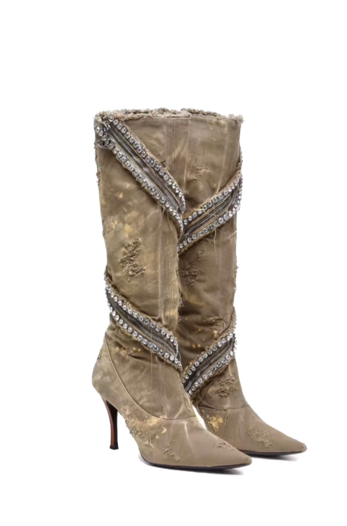 crystallized Pointed boots